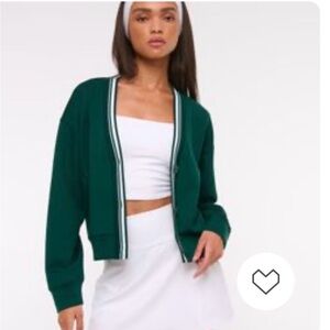 Abercrombie YPB Forest Green V-Neck Zip Cardigan Jacket - Women
